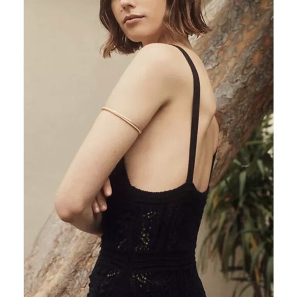 Anthropologie Black Crochet Mini Dress Black Sleeveless V-Neck Dress Medium - Picture 2 of 8